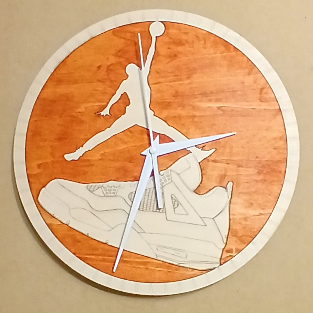 Retro 4 Basketball Silhouette Wall Clock - Brown and White